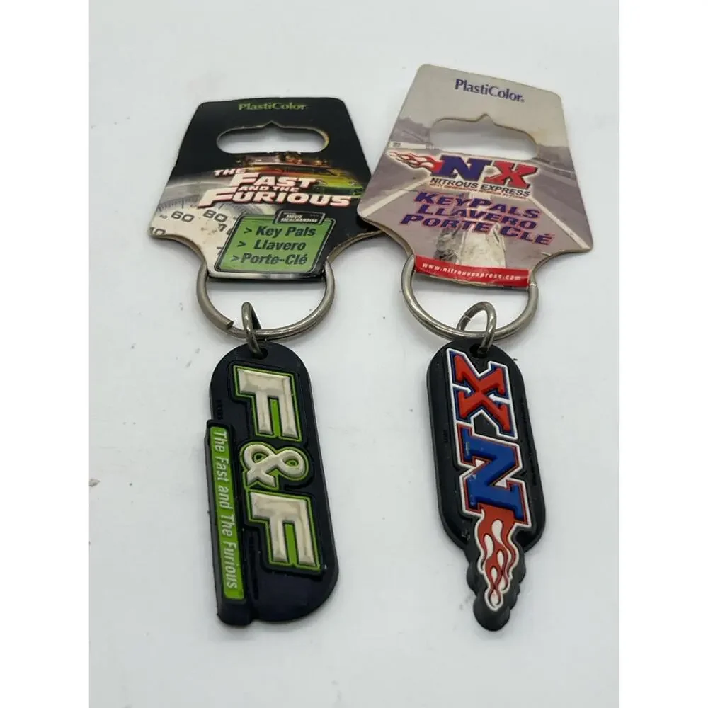 Lot(2) New old stock Fast & the Furious and NX Express Plastic Color Keychain